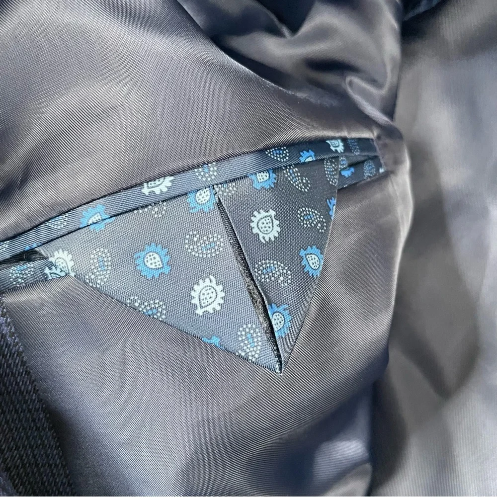 Chaps‎ 46R Polyester Button Blazer Sport Coat Jacket Check Blue